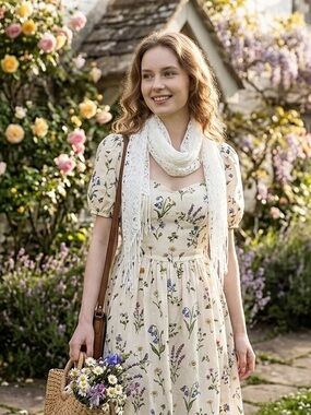 Stunning Ivory Floral Lace Wrap/Runner – 65% Cotton – Pristine Condition